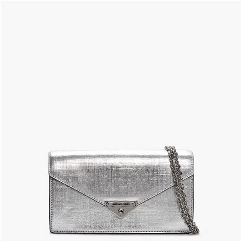 michael kors white silver leather envelope clutch|Michael Kors clutch purse.